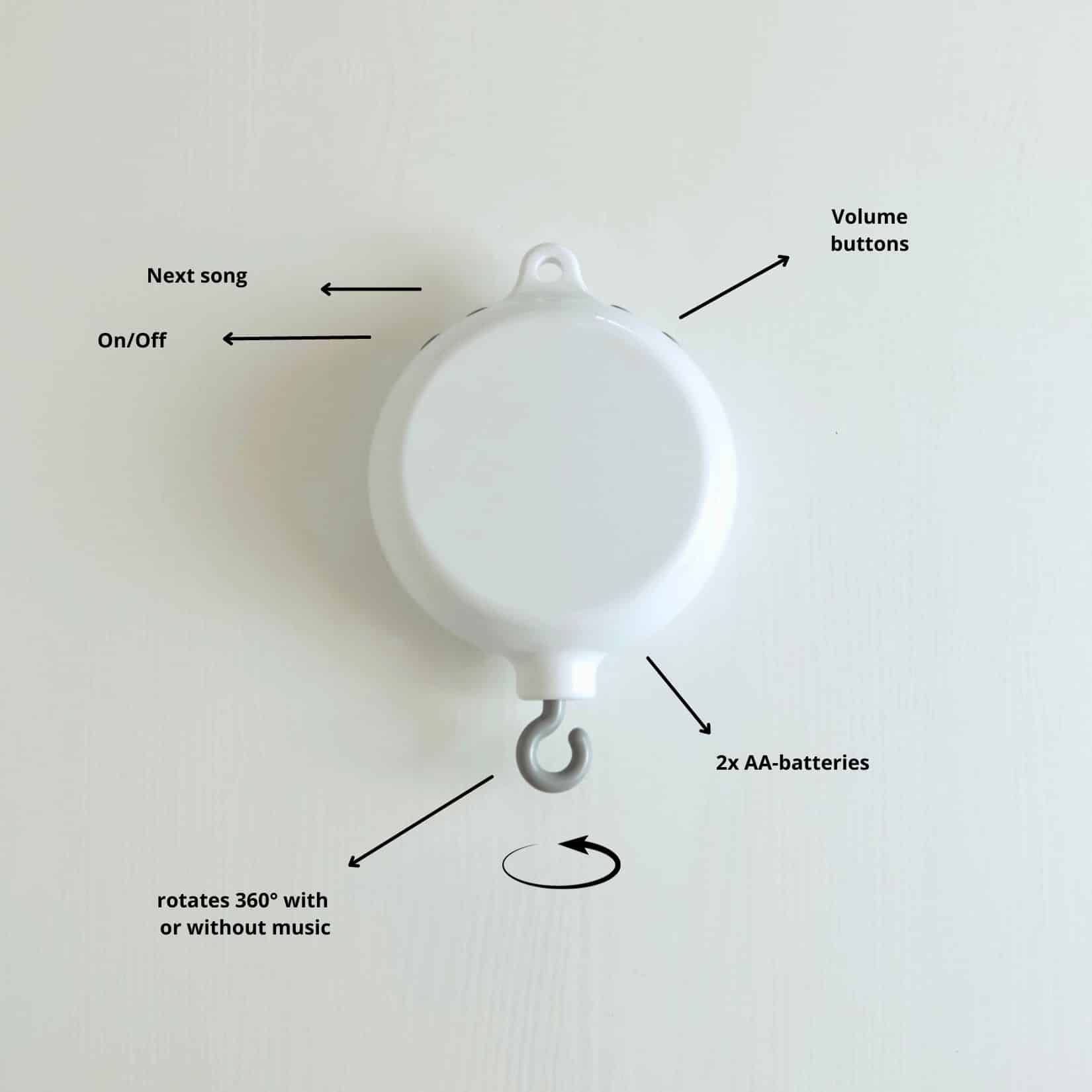 Boîtier musical blanc universel pour mobile de bébé, de forme ronde