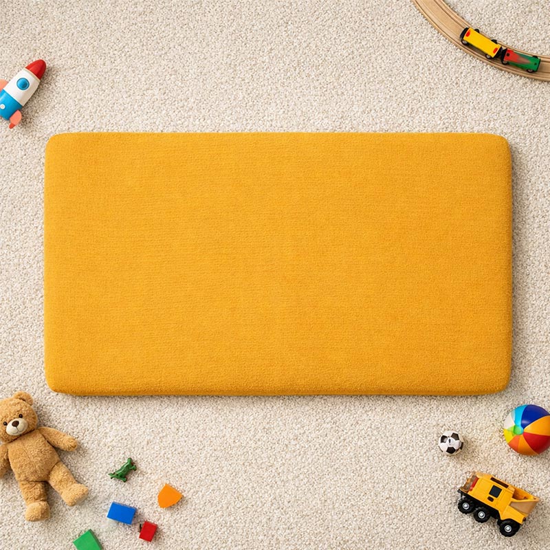 Drap housse pour lit de bébé en double gaze de coton biologique honey, posé à plat et révélant sa texture gaufrée et douce. 60x120