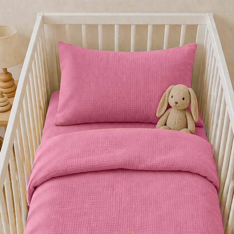 Taie d'oreiller en coton biologique rose