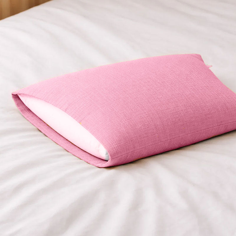 Taie d'oreiller en coton biologique rose