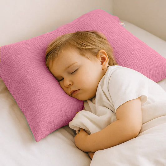 Taie d'oreiller en coton biologique rose